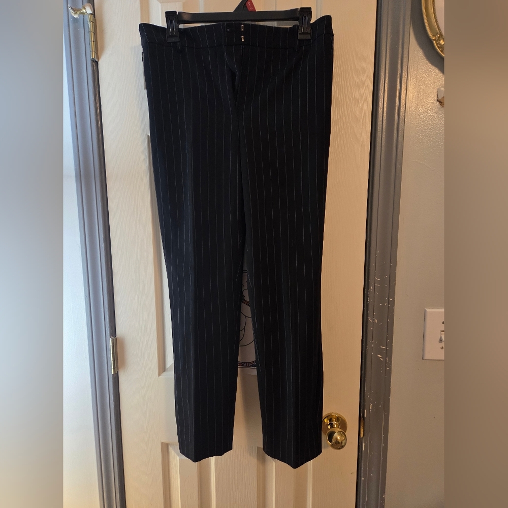 White House Black Market Navy Pinstripe Trousers